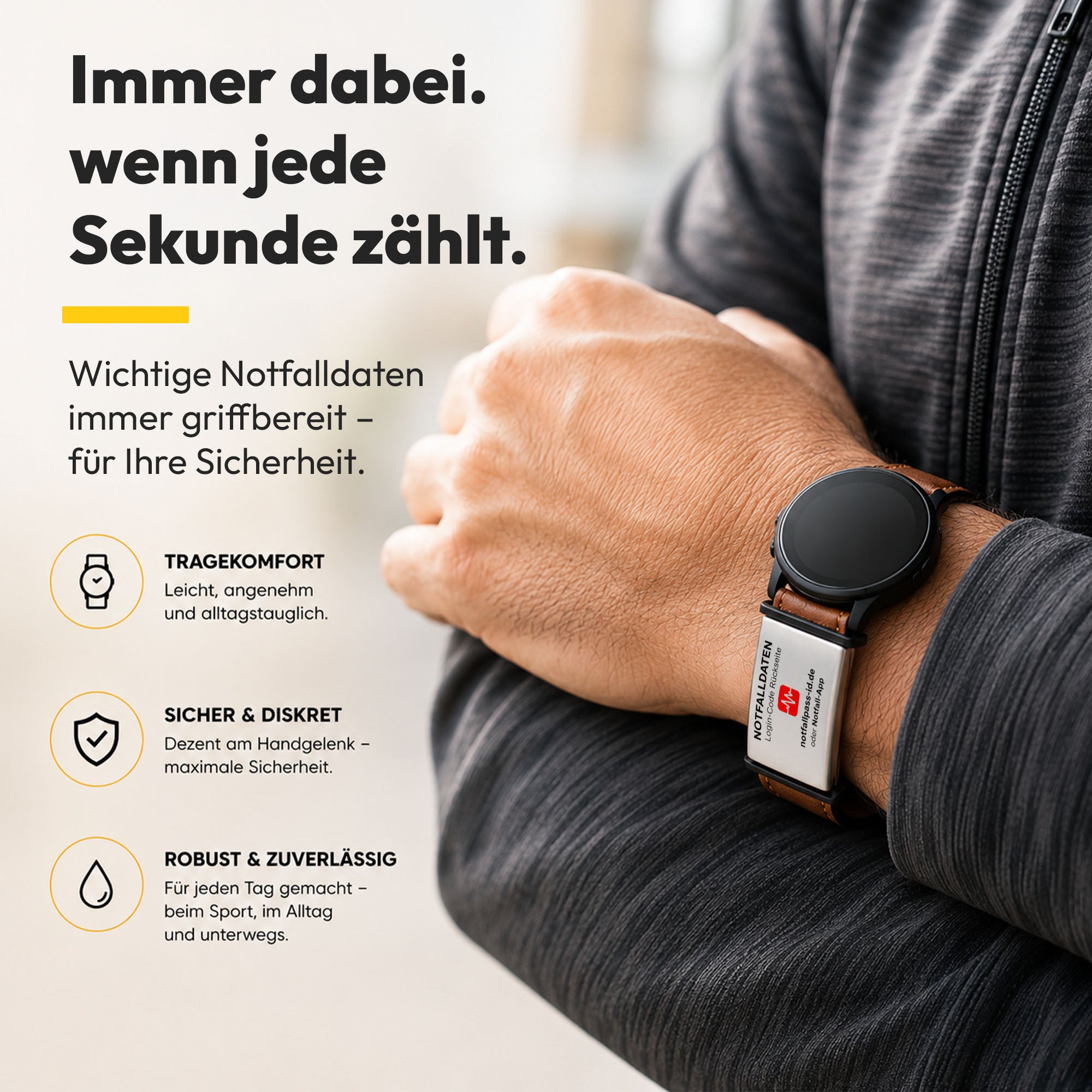 Notfall-ID Armband Tag - mit NFC & QR-Code