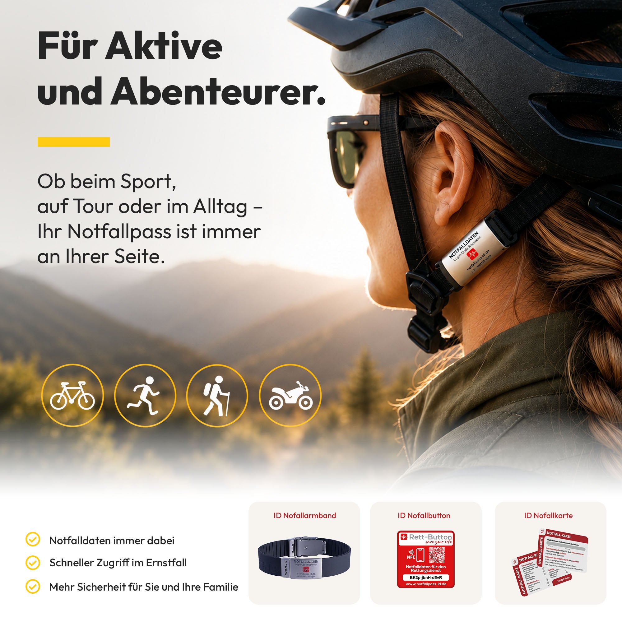 Notfall-ID Armband Tag - mit NFC & QR-Code