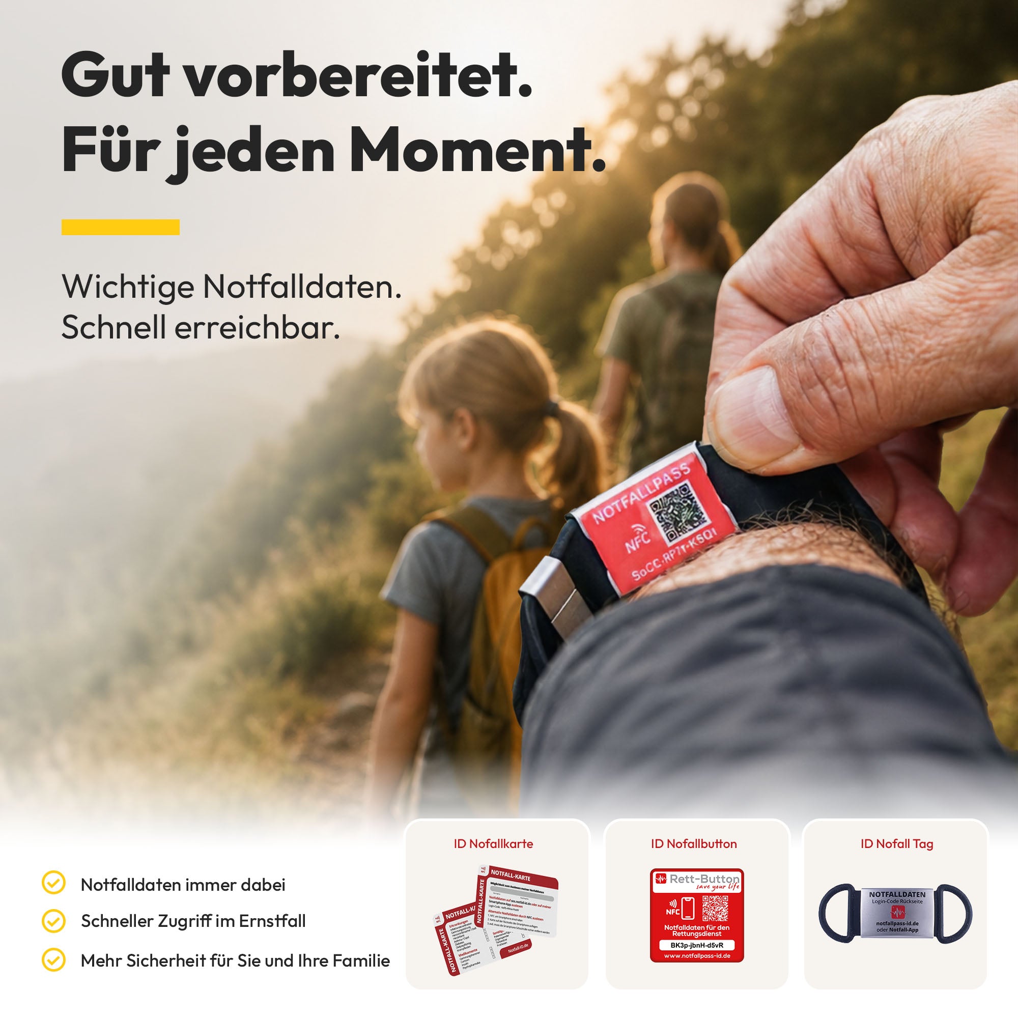 Notfall-ID Armband mit NFC & QR-Code - Medizinisches SOS-Armband