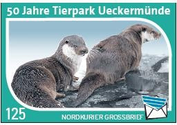 Großbriefmarke - 50 Jahre Tierpark Ueckermünde, Biber - Einzelmarke