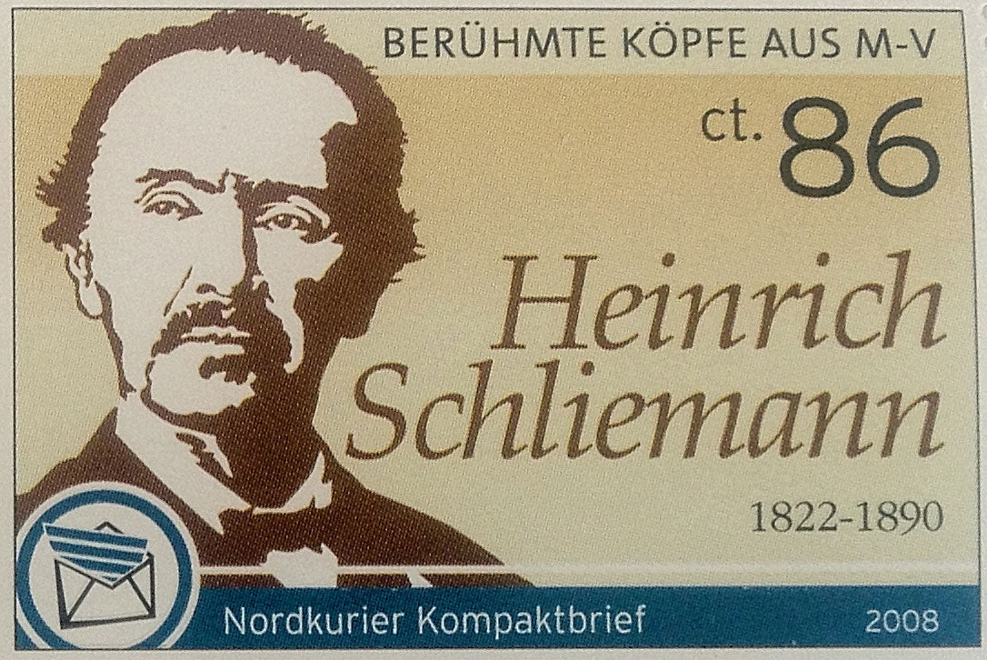 Kompaktbriefmarke - Berühmte Köpfe aus Mecklenburg, Heinrich Schliemann - Einzelmarke