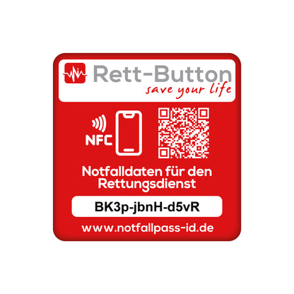 Notfall-ID Button - NFC Rett-Button mit QR-Code - Schneller Zugriff auf Notfalldaten