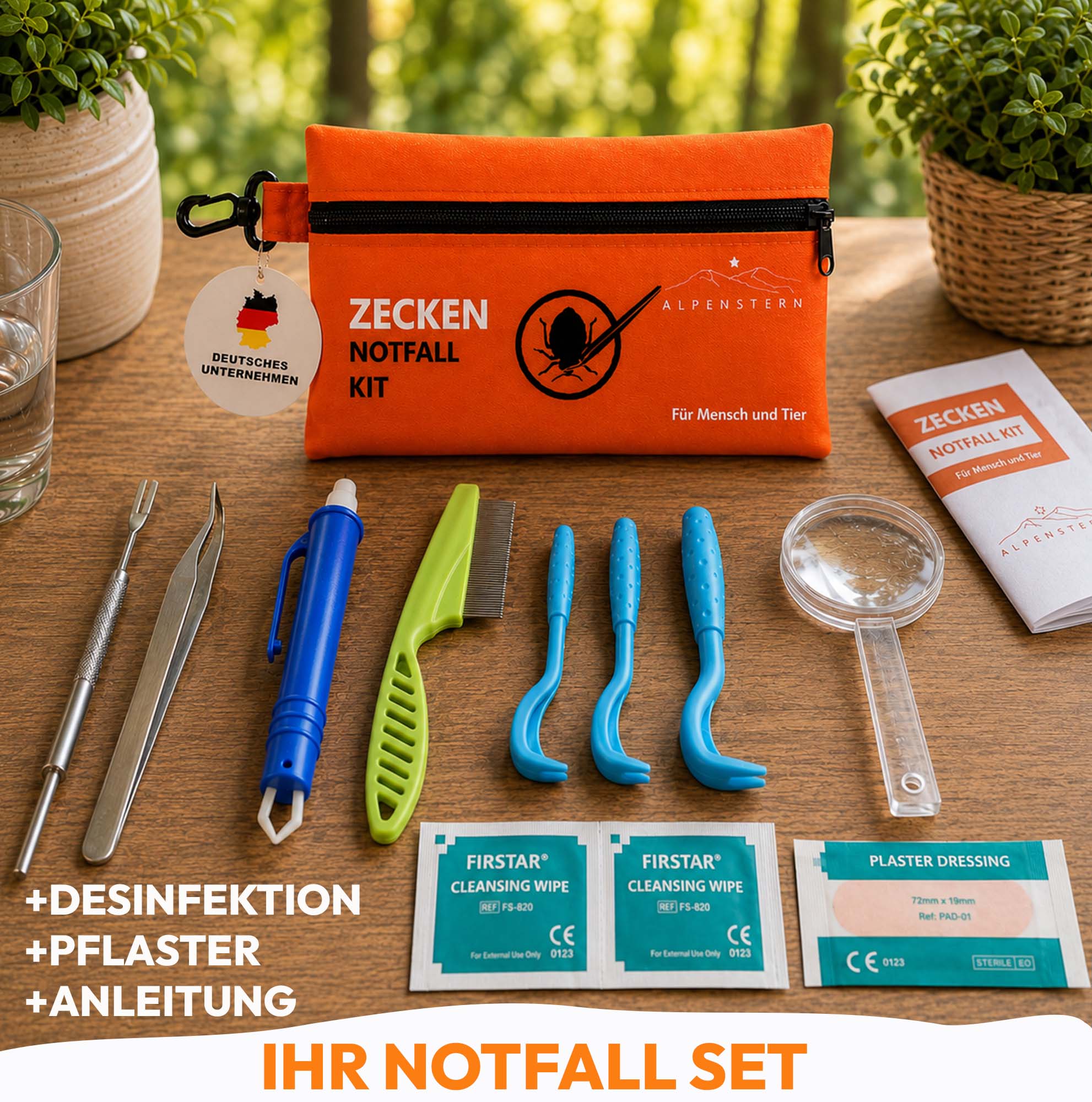 Alpenstern - Zeckenset für Mensch &amp; Tier – Zeckenentferner &amp; Notfallkit