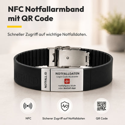 Notfall-ID Armband mit NFC &amp; QR-Code - Medizinisches SOS-Armband