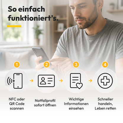 Notfall-ID Button - NFC Rett-Button mit QR-Code - Schneller Zugriff auf Notfalldaten