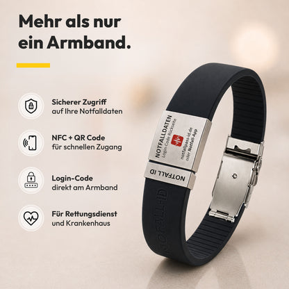 Notfall-ID Armband mit NFC &amp; QR-Code - Medizinisches SOS-Armband