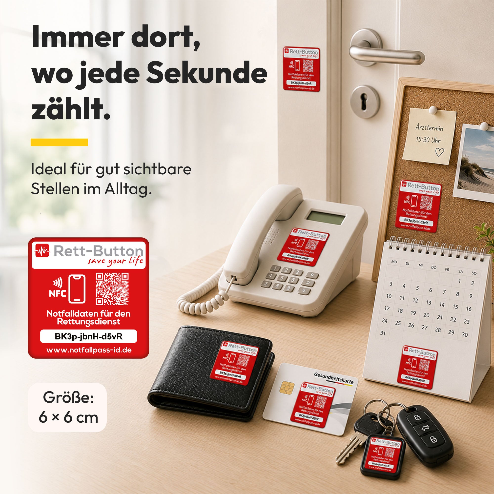 Notfall-ID Button - NFC Rett-Button mit QR-Code - Schneller Zugriff auf Notfalldaten
