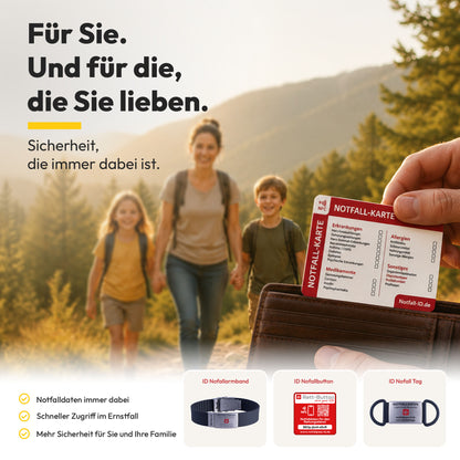 Notfall-ID Karte im Scheckkartenformat - NFC Notfallkarte für die Geldbörse