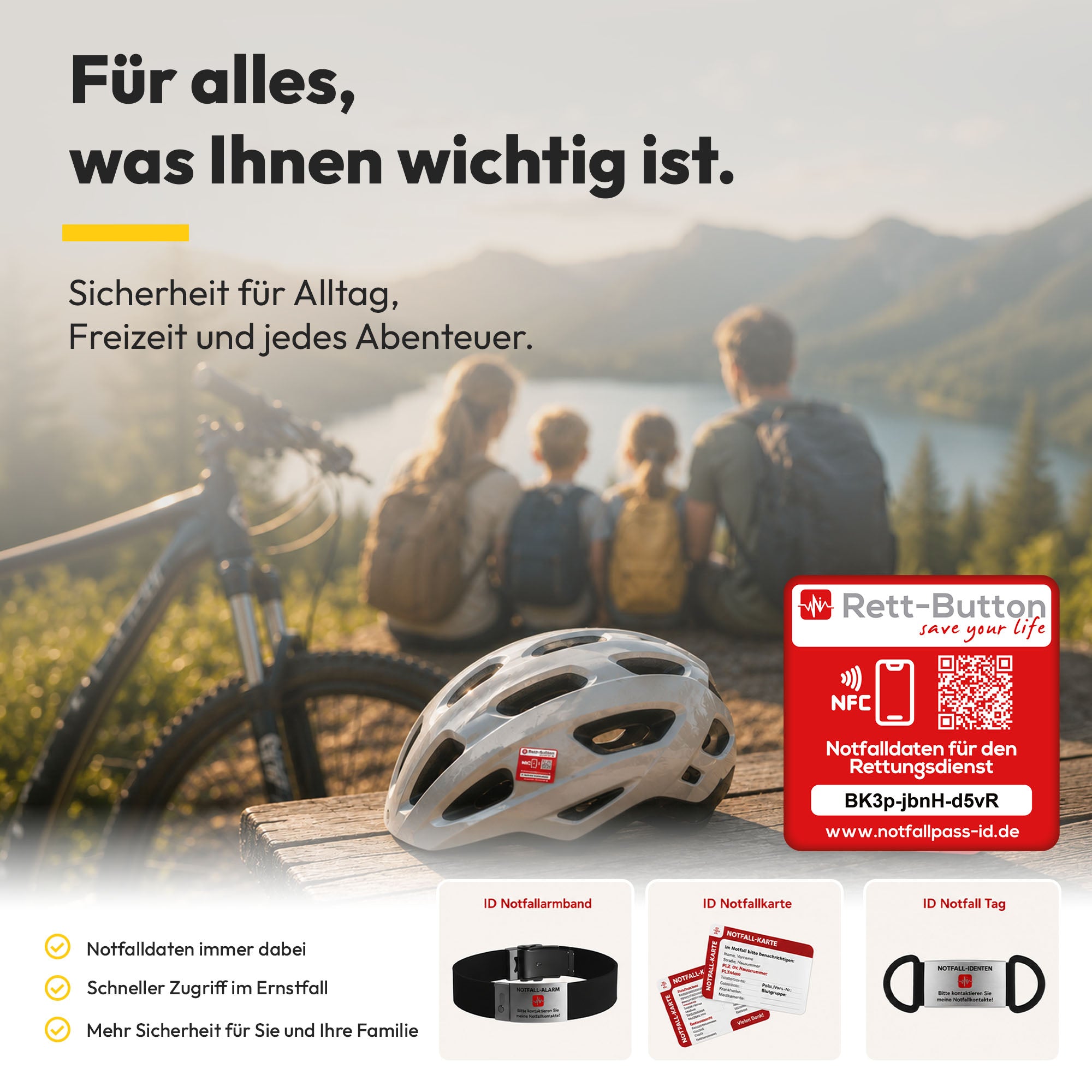 Notfall-ID Button - NFC Rett-Button mit QR-Code - Schneller Zugriff auf Notfalldaten