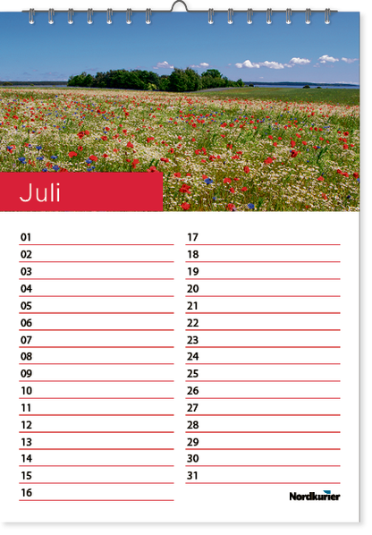 Immerwährender Geburtstagskalender mit Landschaftsmotiven