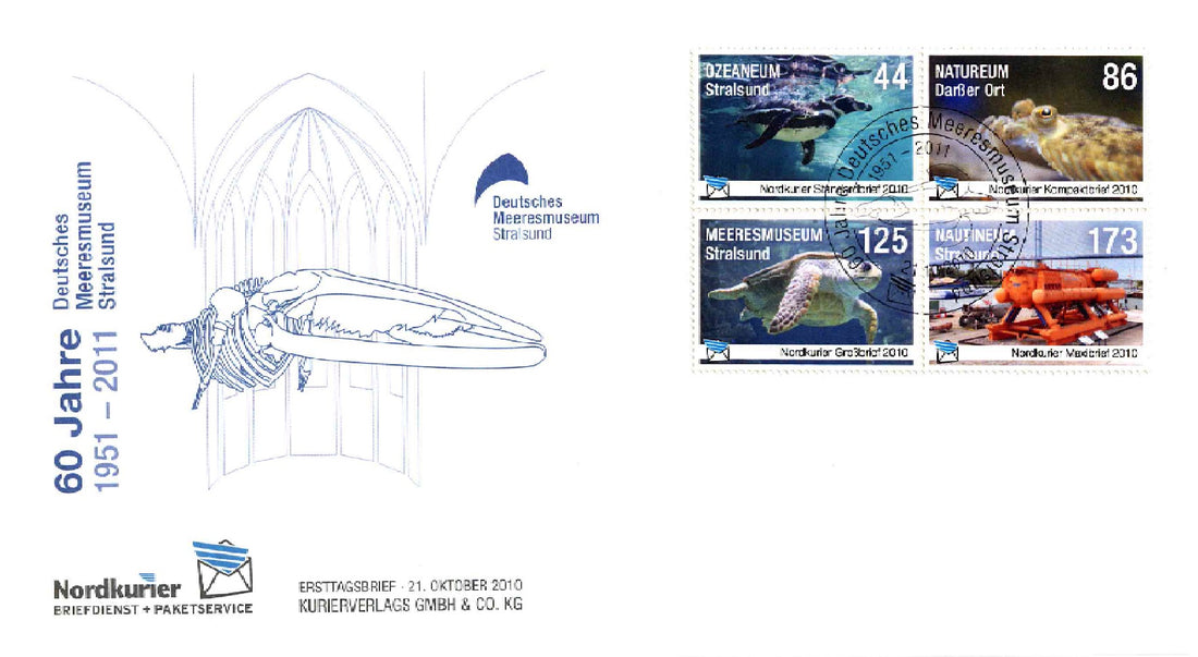 Sonderbriefmarke - 60 Jahre Deutsches Meeresmuseum Stralsund - Ersttagskarte