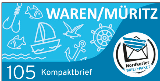 Kompaktbriefmarke - Edition Städteperlen, Waren (Müritz) - Einzelmarke