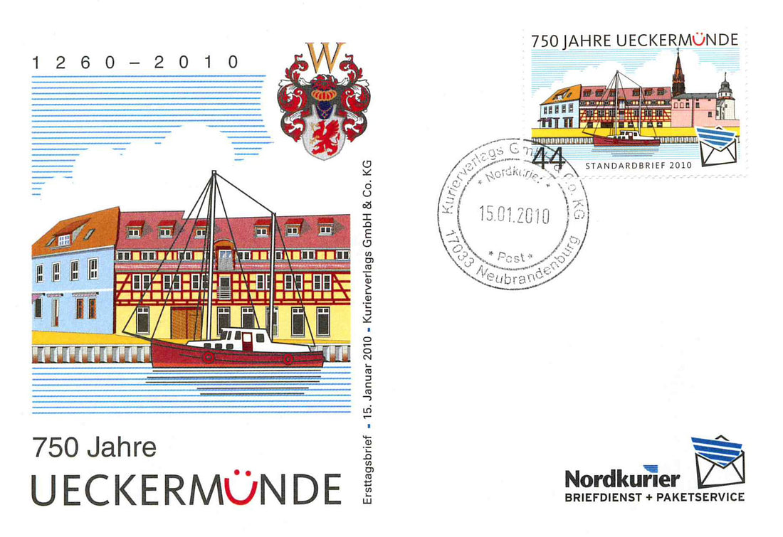 Sonderbriefmarke - 750 Jahre Ueckermünde - Ersttagskarte