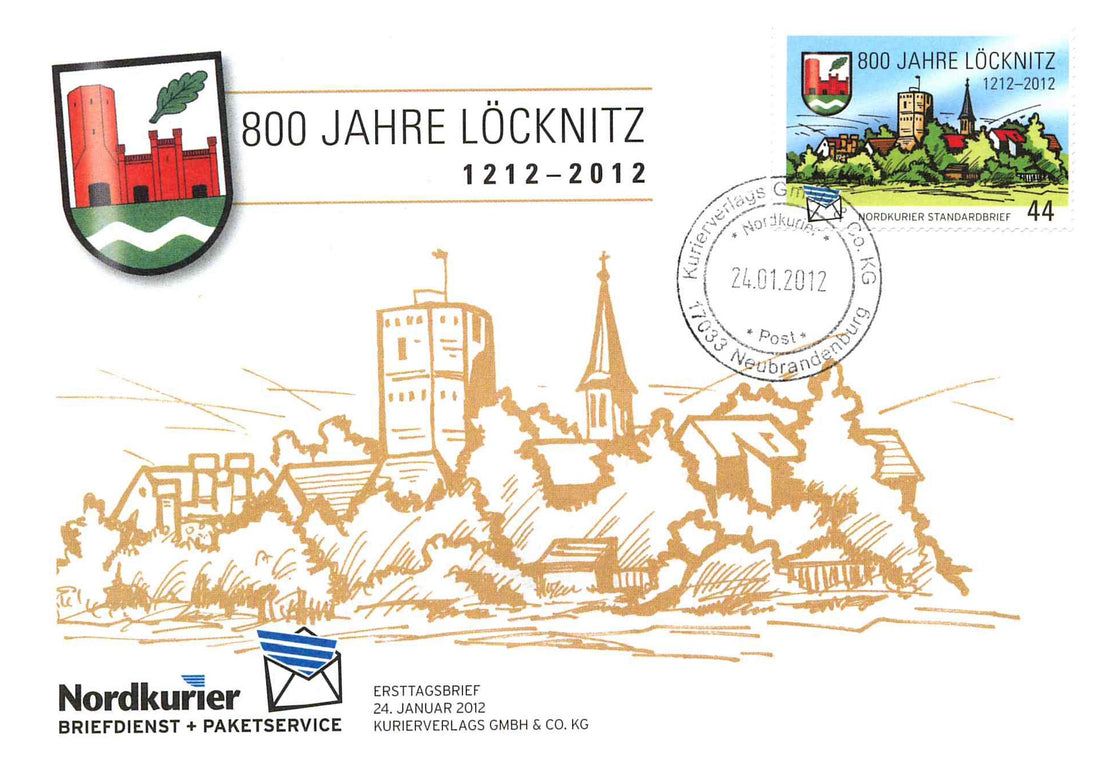 Sonderbriefmarke - 800 Jahre Löcknitz - Ersttagskarte