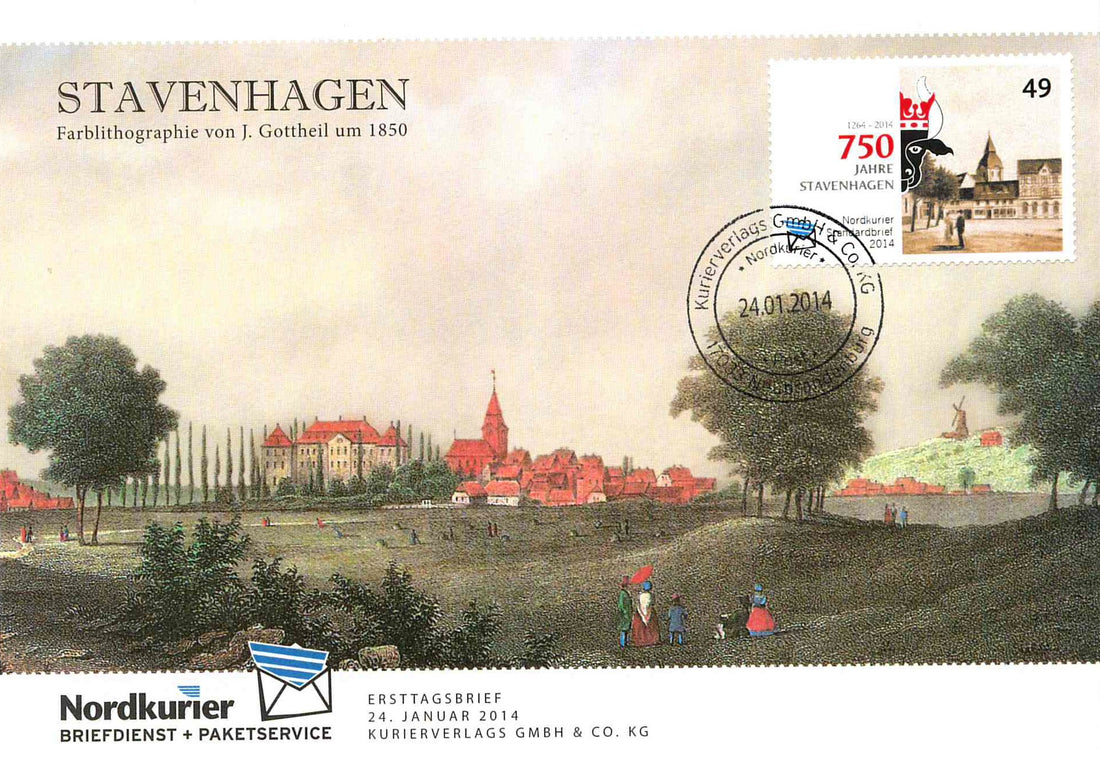 Sonderbriefmarke - 750 Jahre Stavenhagen - Ersttagskarte