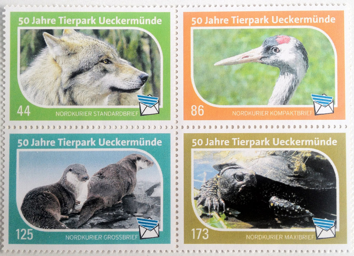 Briefmarkensatz mit 4 Einzelmarken - 50 Jahre Tierpark Ueckermünde