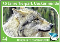 Standardbriefmarke - 50 Jahre Tierpark Ueckermünde, Wolf - Einzelmarke