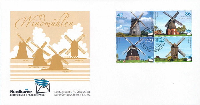 Sonderbriefmarke - Windmühlen - Ersttagskarte