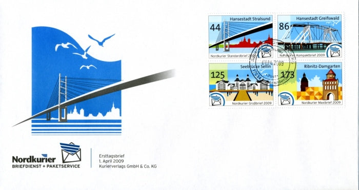 Sonderbriefmarke - Sehenswürdigkeiten in Nordvorpommern - Ersttagskarte