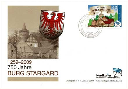 Sonderbriefmarke - 750 Jahre Burg Stargard - Ersttagskarte