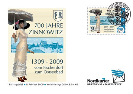 Sonderbriefmarke - 700 Jahre Zinnowitz - Ersttagskarte