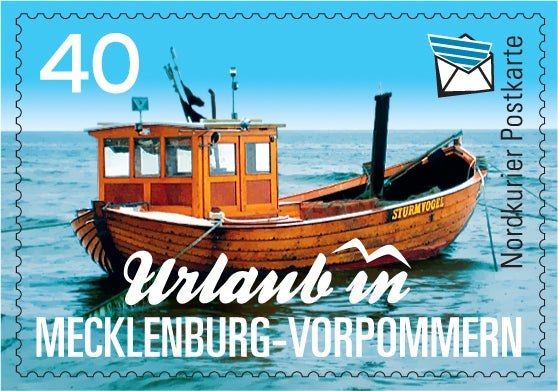 Postkartenbriefmarke - Urlaub in Mecklenburg-Vorpommern - 10er-Bogen