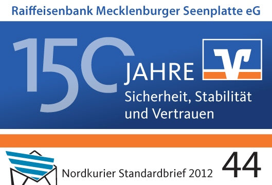 Standardbriefmarke - 150 Jahre Raiffeisenbank Mecklenburgische Seenplatte - 10er-Bogen