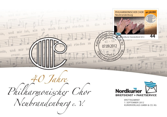 Sonderbriefmarke - 40 Jahre Philharmonischer Chor Neubrandenburg - Ersttagskarte