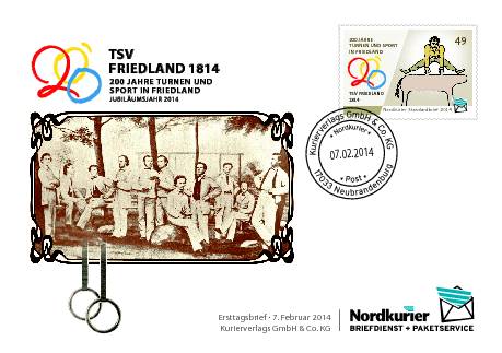 Sonderbriefmarke - 200 Jahre TSV Friedland - Ersttagskarte