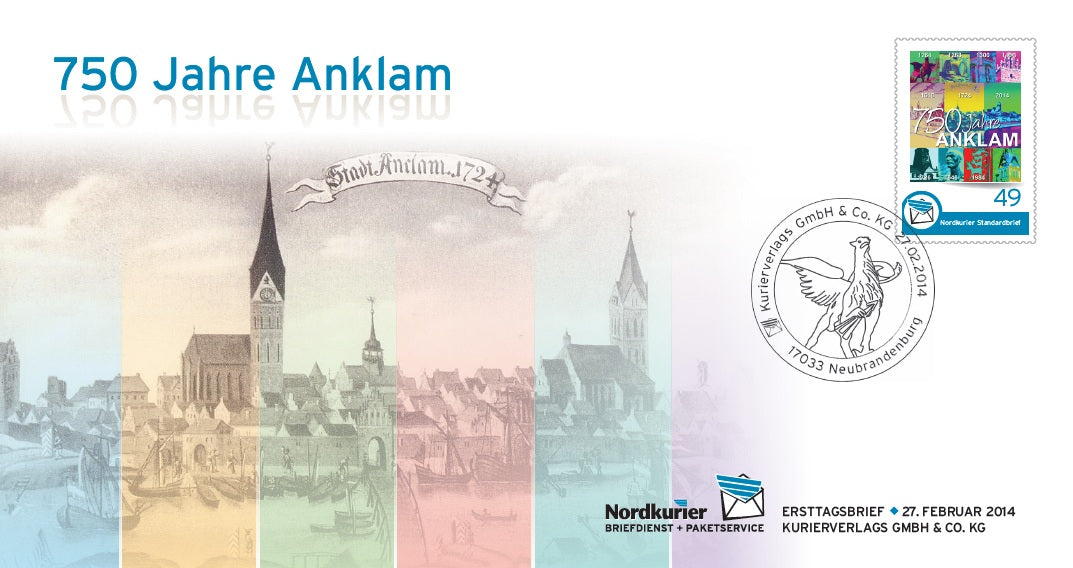 Sonderbriefmarke - 750 Jahre Anklam - Ersttagskarte